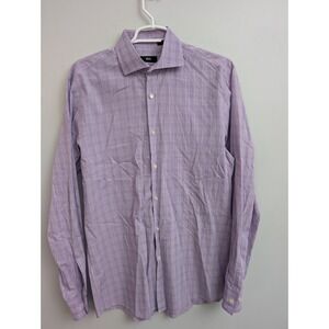 C3 Hugo Boss Shirt Mens 16 34/35Purple Check‎ Button Up Casual Preppy